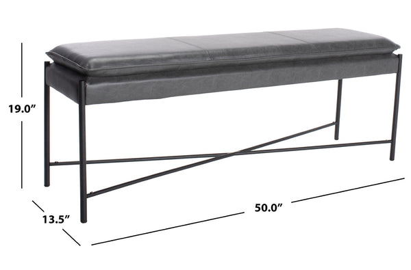 Safavieh Kara Cushioned X Bench – Stylish Minimalist Seating For Entryways, Living Rooms & Bedroom Decor Grey Pu/Black BCH6402A