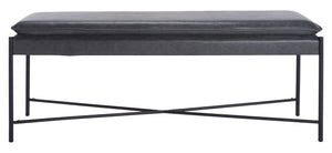 Safavieh Kara Cushioned X Bench – Stylish Minimalist Seating For Entryways, Living Rooms & Bedroom Decor Grey Pu/Black BCH6402A