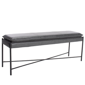 Safavieh Kara Cushioned X Bench – Stylish Minimalist Seating For Entryways, Living Rooms & Bedroom Decor Grey Pu/Black BCH6402A