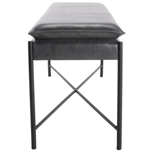 Safavieh Kara Cushioned X Bench – Stylish Minimalist Seating For Entryways, Living Rooms & Bedroom Decor Grey Pu/Black BCH6402A