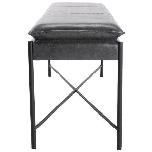 Safavieh Kara Cushioned X Bench – Stylish Minimalist Seating For Entryways, Living Rooms & Bedroom Decor Grey Pu/Black BCH6402A