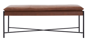 Safavieh Kara Cushioned X Bench – Stylish Minimalist Seating For Entryways, Living Rooms & Bedroom Decor Brown Pu/Black BCH6402B