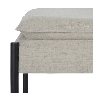 Safavieh Kara Cushioned X Bench – Stylish Minimalist Seating For Entryways, Living Rooms & Bedroom Decor Light Grey Linen/Black BCH6402C