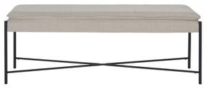 Safavieh Kara Cushioned X Bench – Stylish Minimalist Seating For Entryways, Living Rooms & Bedroom Decor Light Grey Linen/Black BCH6402C