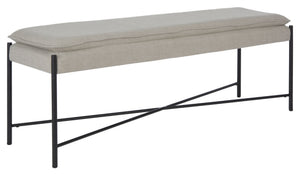 Safavieh Kara Cushioned X Bench – Stylish Minimalist Seating For Entryways, Living Rooms & Bedroom Decor Light Grey Linen/Black BCH6402C