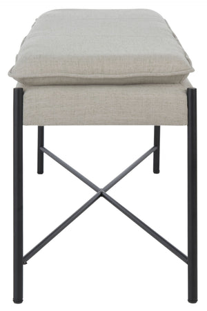 Safavieh Kara Cushioned X Bench – Stylish Minimalist Seating For Entryways, Living Rooms & Bedroom Decor Light Grey Linen/Black BCH6402C