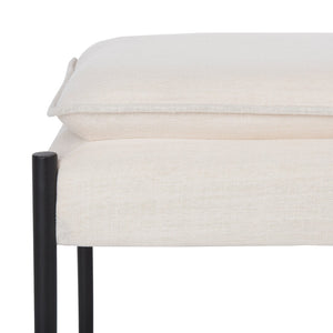 Safavieh Kara Cushioned X Bench – Stylish Minimalist Seating For Entryways, Living Rooms & Bedroom Decor Light Beige Linen/Black BCH6402D