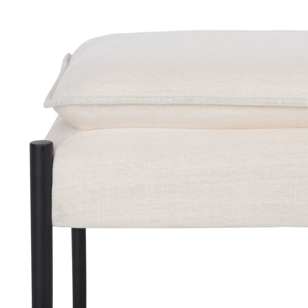 Safavieh Kara Cushioned X Bench – Stylish Minimalist Seating For Entryways, Living Rooms & Bedroom Decor Light Beige Linen/Black BCH6402D