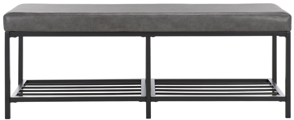 Safavieh Yomi 2 Rail Shelf Bench - Modern Comfort Meets Functionality For Your Entryway Or Living Space Grey / Black BCH6404A