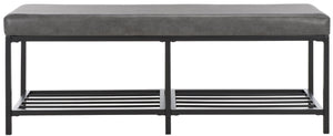 Safavieh Yomi 2 Rail Shelf Bench - Modern Comfort Meets Functionality For Your Entryway Or Living Space Grey / Black BCH6404A