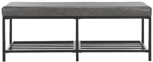 Safavieh Yomi 2 Rail Shelf Bench - Modern Comfort Meets Functionality For Your Entryway Or Living Space Grey / Black BCH6404A