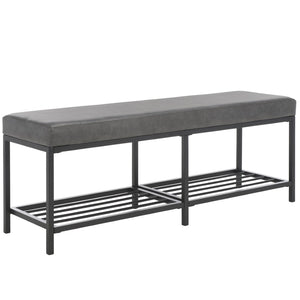 Safavieh Yomi 2 Rail Shelf Bench - Modern Comfort Meets Functionality For Your Entryway Or Living Space Grey / Black BCH6404A