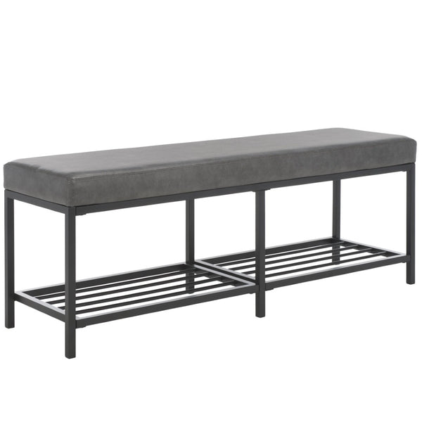 Safavieh Yomi 2 Rail Shelf Bench - Modern Comfort Meets Functionality For Your Entryway Or Living Space Grey / Black BCH6404A