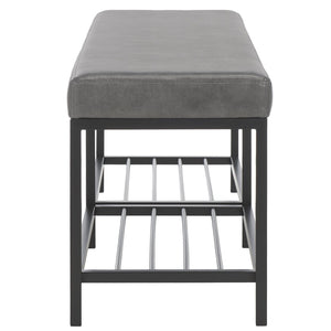 Safavieh Yomi 2 Rail Shelf Bench - Modern Comfort Meets Functionality For Your Entryway Or Living Space Grey / Black BCH6404A