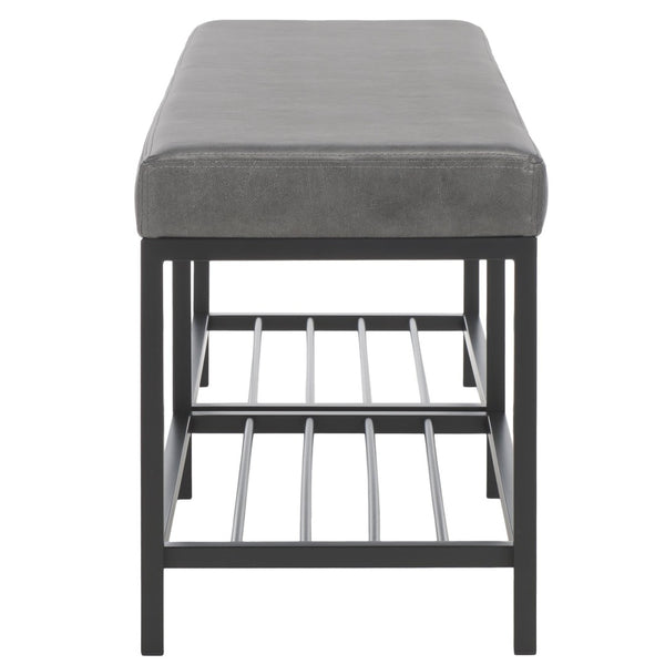 Safavieh Yomi 2 Rail Shelf Bench - Modern Comfort Meets Functionality For Your Entryway Or Living Space Grey / Black BCH6404A