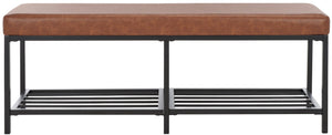 Safavieh Yomi 2 Rail Shelf Bench - Modern Comfort Meets Functionality For Your Entryway Or Living Space Brown  / Black BCH6404B