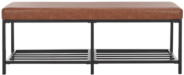 Safavieh Yomi 2 Rail Shelf Bench - Modern Comfort Meets Functionality For Your Entryway Or Living Space Brown  / Black BCH6404B
