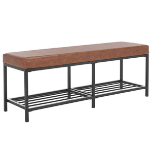 Safavieh Yomi 2 Rail Shelf Bench - Modern Comfort Meets Functionality For Your Entryway Or Living Space Brown  / Black BCH6404B