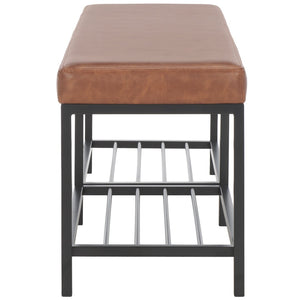 Safavieh Yomi 2 Rail Shelf Bench - Modern Comfort Meets Functionality For Your Entryway Or Living Space Brown  / Black BCH6404B