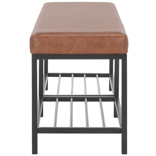 Safavieh Yomi 2 Rail Shelf Bench - Modern Comfort Meets Functionality For Your Entryway Or Living Space Brown  / Black BCH6404B