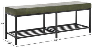 Safavieh Yomi 2 Rail Shelf Bench - Modern Comfort Meets Functionality For Your Entryway Or Living Space Dark Green / Black BCH6404C