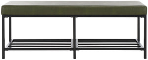 Safavieh Yomi 2 Rail Shelf Bench - Modern Comfort Meets Functionality For Your Entryway Or Living Space Dark Green / Black BCH6404C