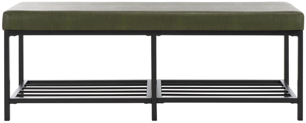Safavieh Yomi 2 Rail Shelf Bench - Modern Comfort Meets Functionality For Your Entryway Or Living Space Dark Green / Black BCH6404C