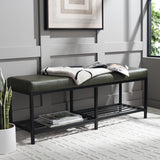 Safavieh Yomi 2 Rail Shelf Bench Dark Green / Black BCH6404C