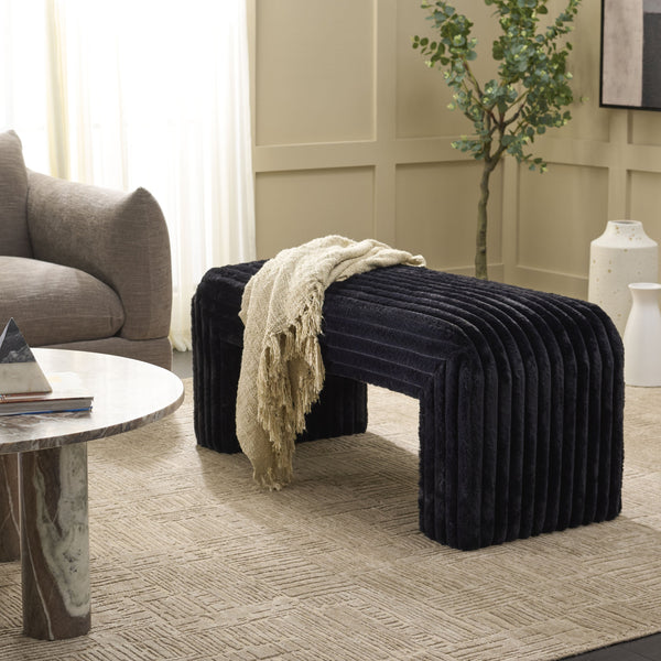 Safavieh Arihana Bench - Stylish Rubberwood Seating For Entryway, Living Room & Home Decor Enhancement Black Wood ,Foam ,Fabric Bch6405a