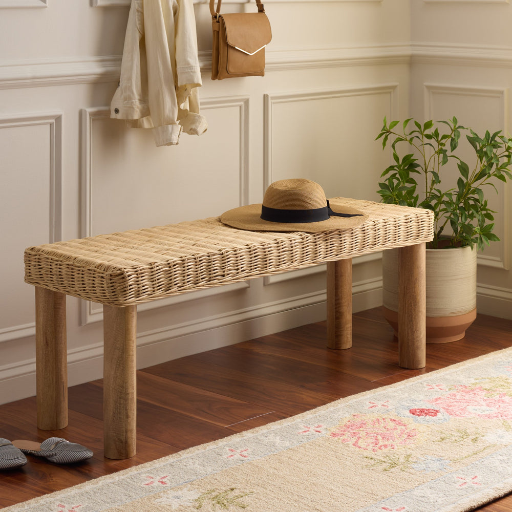 Safavieh Shazza Weaved Bench - Sustainable Rattan & Mango Wood Seating For Timeless Elegance In Your Home Natural Leles,Mango Wood Bch6501a