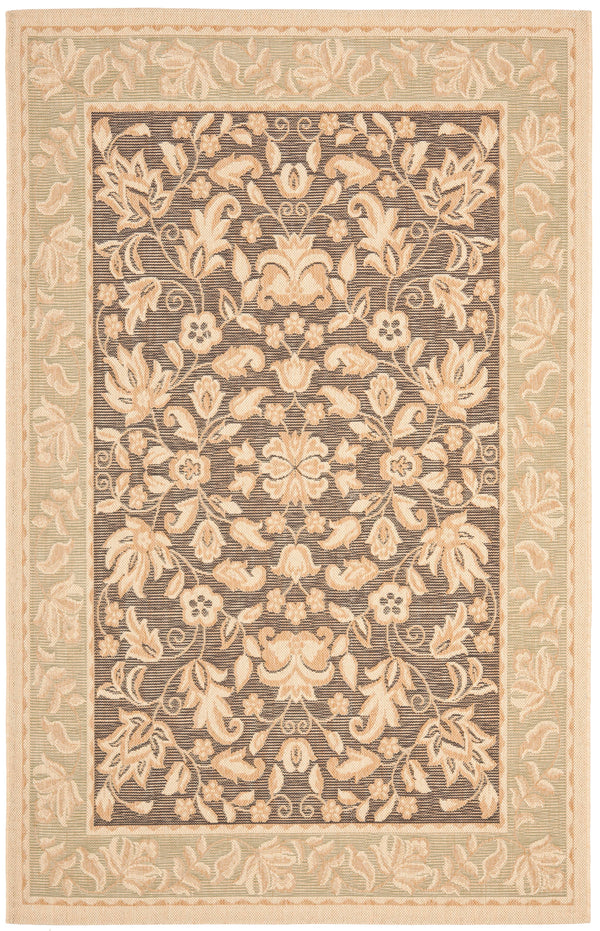 Safavieh Beach Elegant Power-loomed Area Rug With Intricate Floral Motifs For Timeless Home Décor Style Dark Brown ,Green Polypropylene Bch8012-2852-9