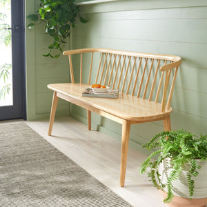 Safavieh Blanchard Spindle Bench - Classic Windsor Style With Ergonomic Comfort For Modern Home Decor Spaces Natural BCH8500A
