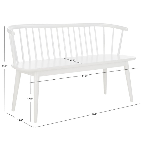 Safavieh Blanchard Spindle Bench XII23 White Rubber Wood BCH8500B