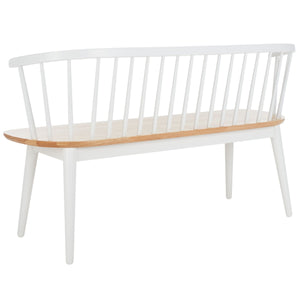 Safavieh Blanchard Spindle Bench Natural / White Rubber Wood BCH8500C