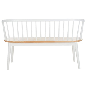Safavieh Blanchard Spindle Bench Natural / White Rubber Wood BCH8500C