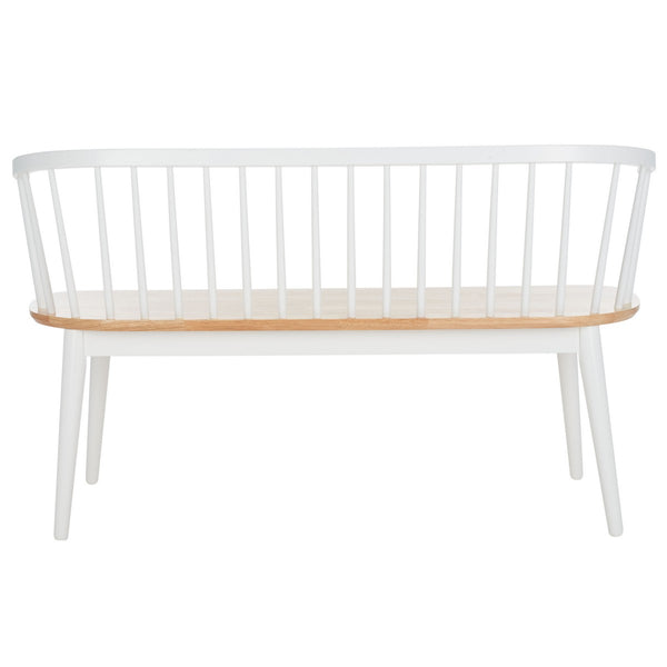 Safavieh Blanchard Spindle Bench Natural / White Rubber Wood BCH8500C