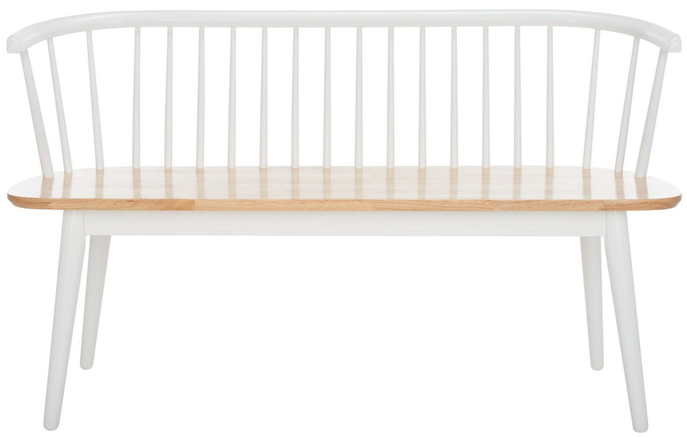 Safavieh Blanchard Spindle Bench Natural / White Rubber Wood BCH8500C