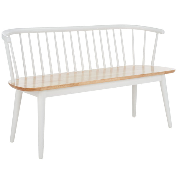 Safavieh Blanchard Spindle Bench Natural / White Rubber Wood BCH8500C