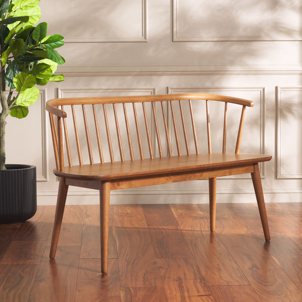 Safavieh Blanchard Spindle Bench - Timeless Elegance In Solid Wood For Entryways, Dining Rooms, And Hallways Honey Wood Bch8500h