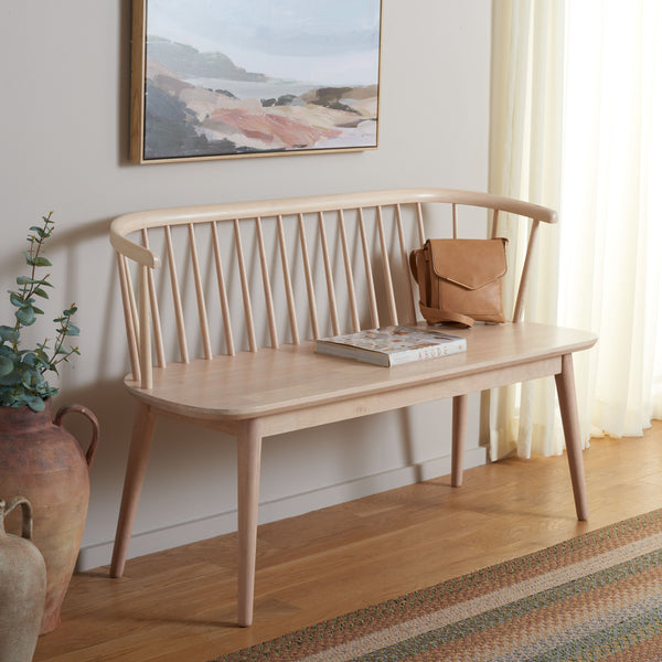 Safavieh Blanchard Spindle Bench - Timeless Elegance In Solid Wood For Entryways, Dining Rooms, And Hallways White Washed Wood Bch8500j