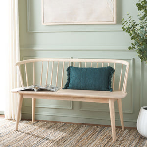 Safavieh Blanchard Spindle Bench - Classic Windsor Style With Ergonomic Comfort For Modern Home Decor Spaces White Washed BCH8500J