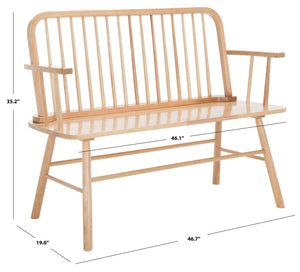 Safavieh Lucilia Spindle Bench - Elegant Windsor-Inspired Seating For Entryways, Living Rooms, And More Natural BCH8501A