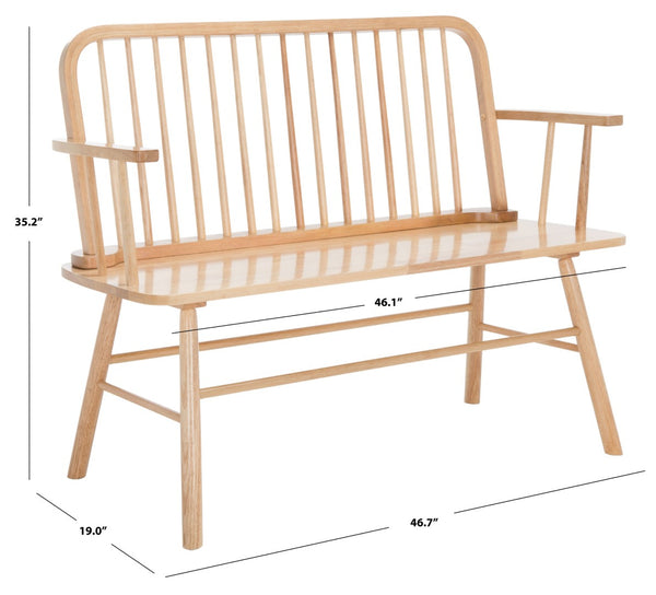 Safavieh Lucilia Spindle Bench - Elegant Windsor-Inspired Seating For Entryways, Living Rooms, And More Natural BCH8501A