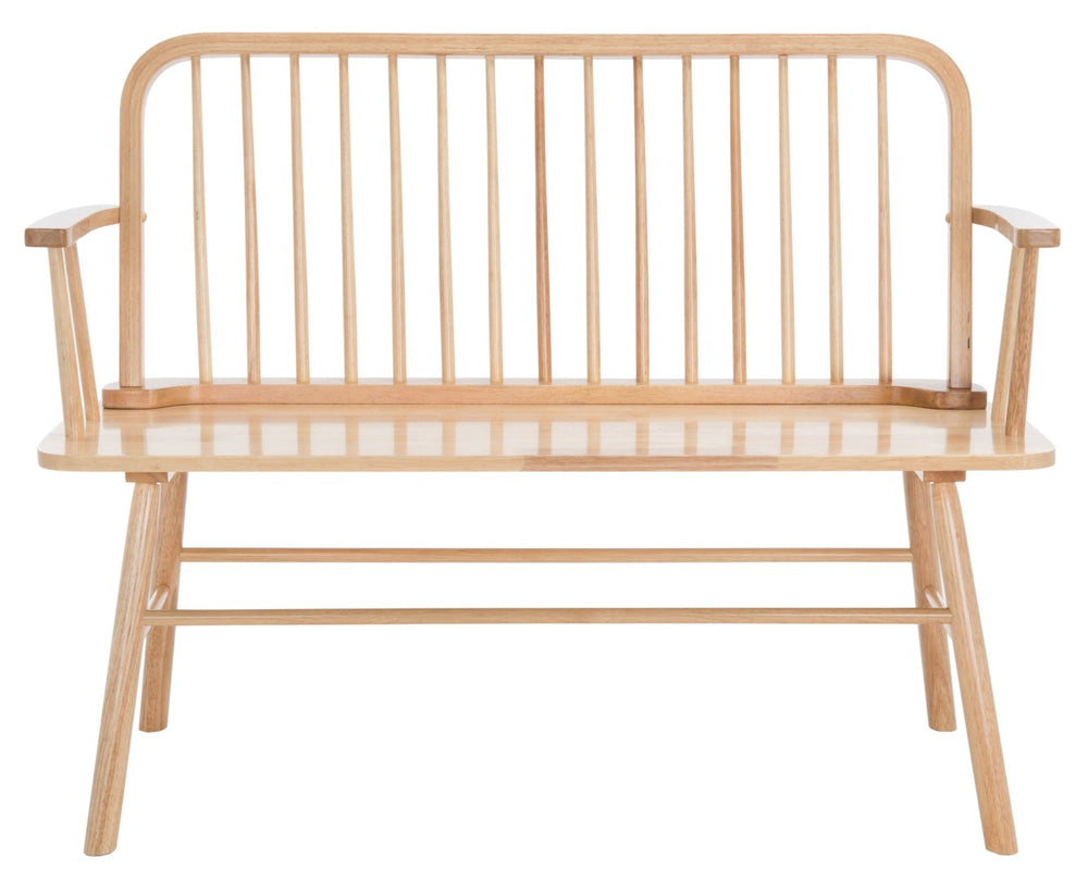 Safavieh Lucilia Spindle Bench - Elegant Windsor-Inspired Seating For Entryways, Living Rooms, And More Natural BCH8501A