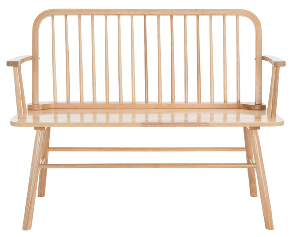 Safavieh Lucilia Spindle Bench - Elegant Windsor-Inspired Seating For Entryways, Living Rooms, And More Natural BCH8501A
