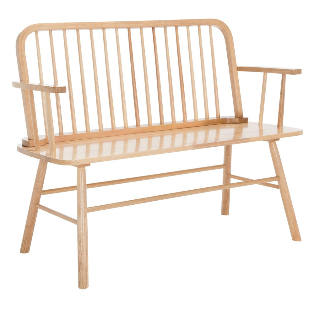 Safavieh Lucilia Spindle Bench - Elegant Windsor-Inspired Seating For Entryways, Living Rooms, And More Natural BCH8501A