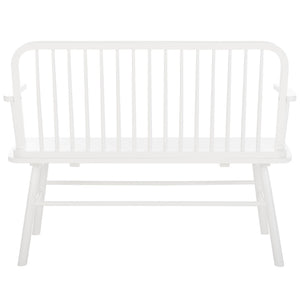 Safavieh Lucilia Spindle Bench - Elegant Windsor-Inspired Seating For Entryways, Living Rooms, And More White BCH8501B