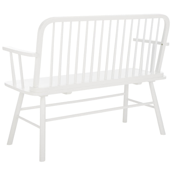 Safavieh Lucilia Spindle Bench - Elegant Windsor-Inspired Seating For Entryways, Living Rooms, And More White BCH8501B