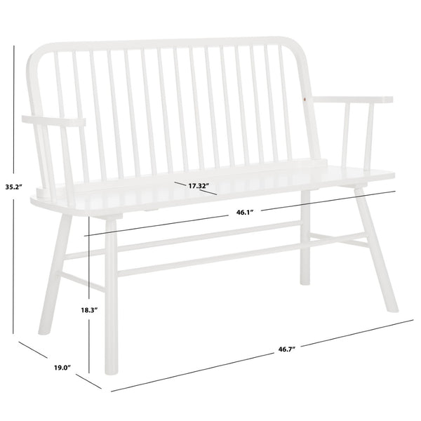 Safavieh Lucilia Spindle Bench - Elegant Windsor-Inspired Seating For Entryways, Living Rooms, And More White BCH8501B