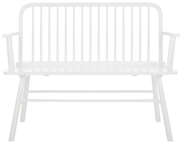Safavieh Lucilia Spindle Bench - Elegant Windsor-Inspired Seating For Entryways, Living Rooms, And More White BCH8501B